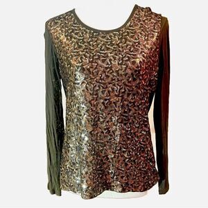 Michael Kors gold sequin long sleeve top
